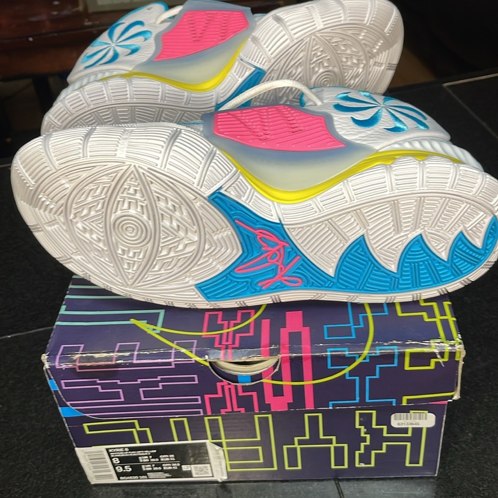 Nike Kyrie 6 White, Blue and Pink Sneakers - Picture 5 of 10